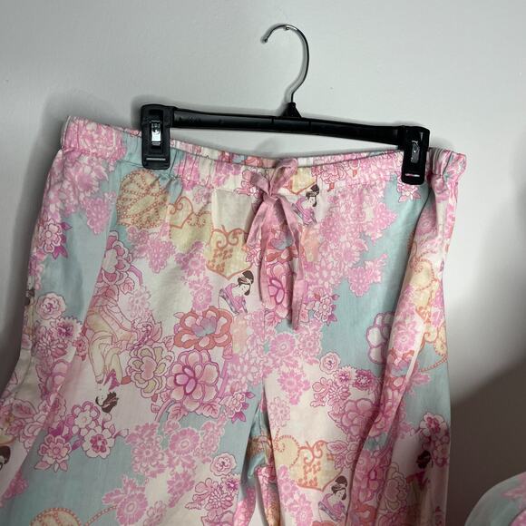 Natori Pajama 2 Piece Set Women's Size XL Pink Pastel Asian Floral Colorful - Picture 5 of 10